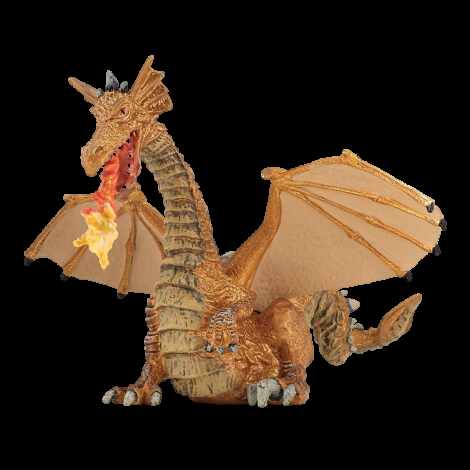 Papo Figurina Dragon Auriu Inaripat Cu Flacara