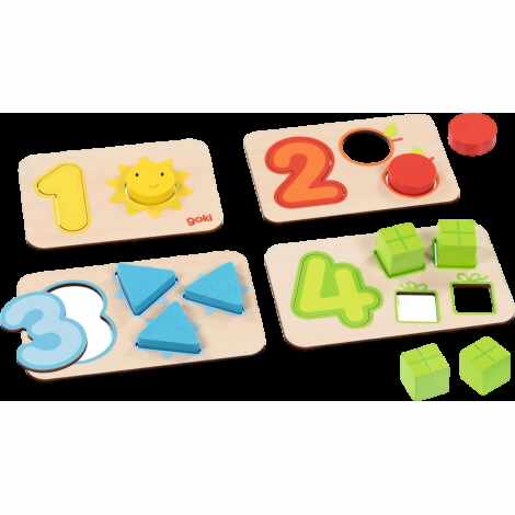 Set de 4 puzzle cu piese mari, pentru toddler, Invat numerele