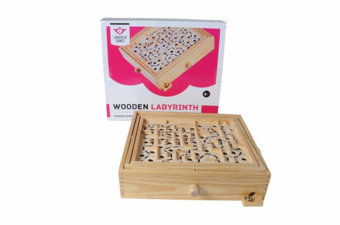 Joc Labirint din lemn, dimensiuni 32,5 x 28,5 x 8,5 cm