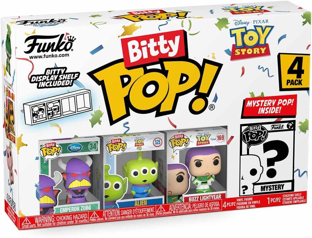 Set 4 figurine - Pop! Bitty - Disney Toy Story: Emperpr Zurg, Alien, Buzz Lightyear and a Surprise Mystery Mini Figure | Funko