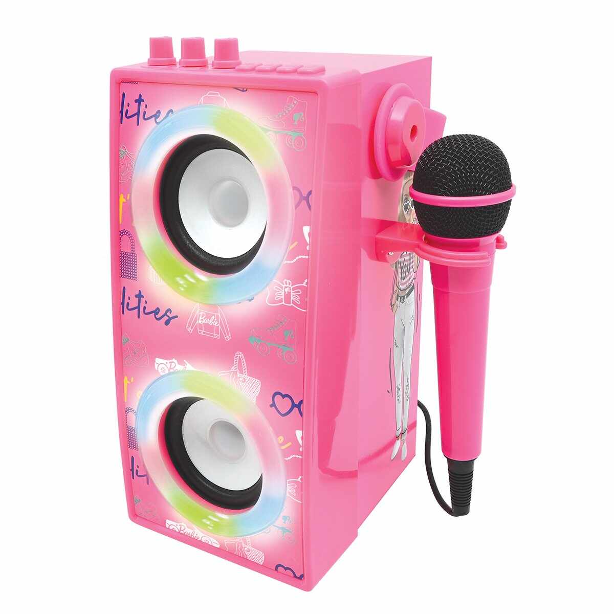 Boxa portabila cu microfon si efecte de lumini, Lexibook, Barbie