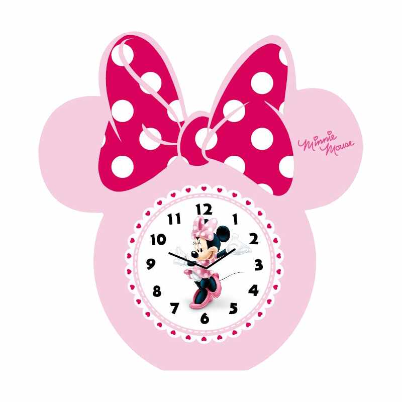 Ceas masa din lemn funda roz Minnie Mouse