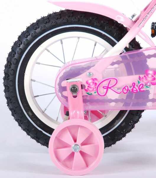 Bicicleta Volare pentru fete 12 inch cu roti ajutatoare Rose