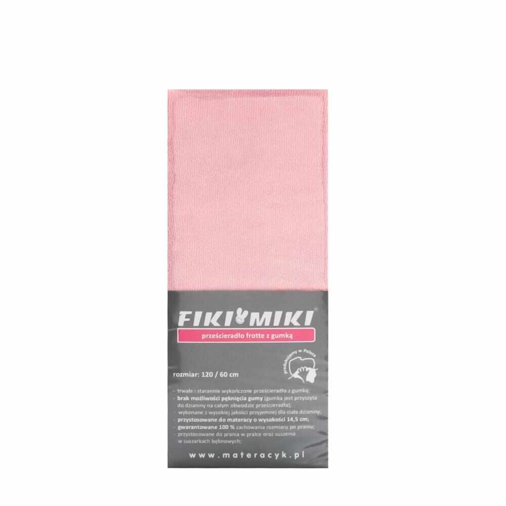 Cearsaf cu elastic din frotir roz 120x60 cm