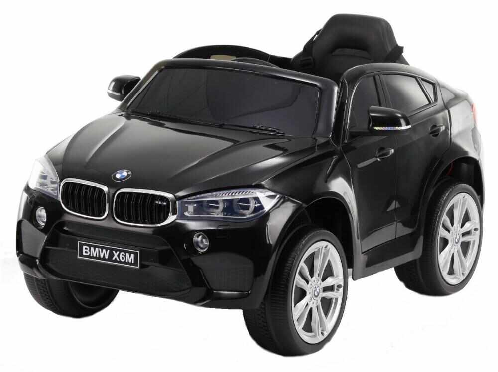 Masinuta electrica cu roti din cauciuc si scaun de piele BMW X6M Black