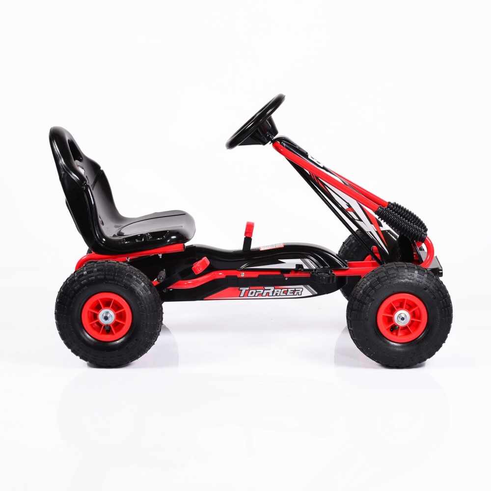 Kart cu pedale si roti gonflabile Top Racer Red