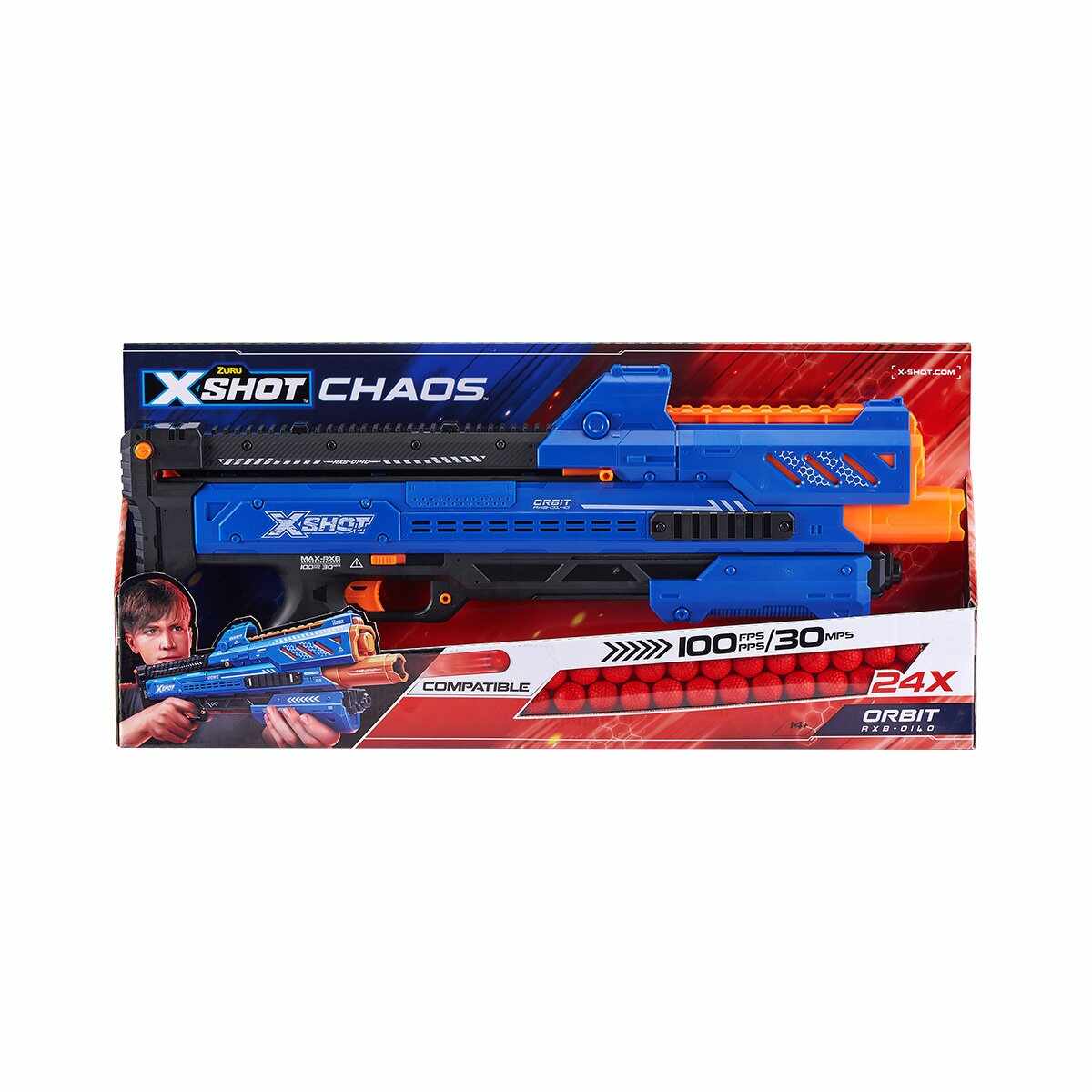 Set blaster X-Shot Chaos Orbit Dart Ball cu 24 de proiectile