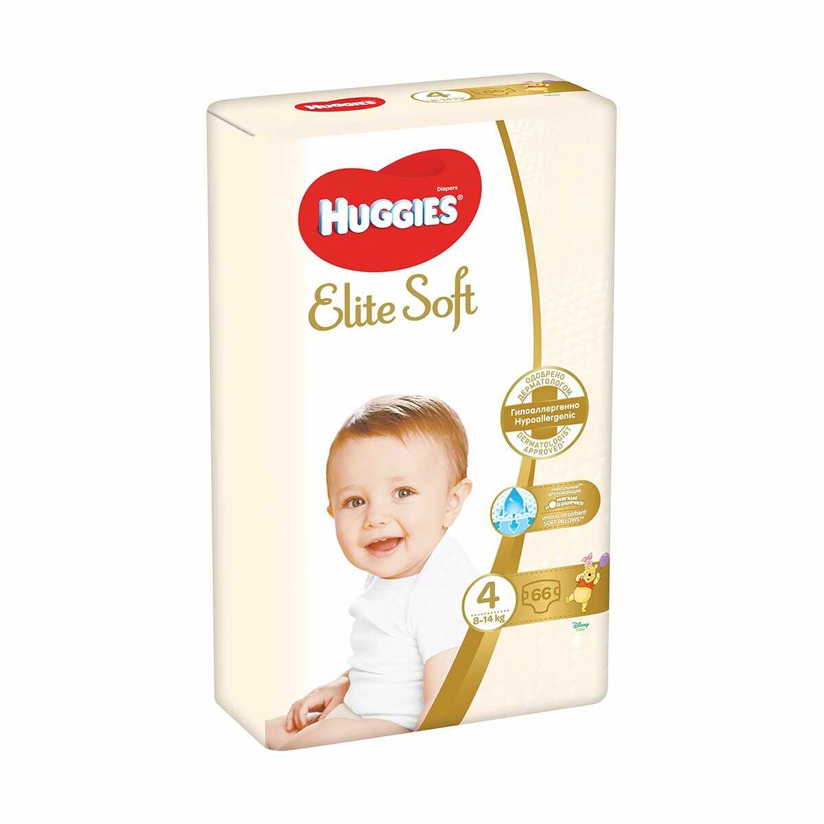 Scutece Huggies Elite Soft, Nr 4, 8 - 14 Kg, 66 buc