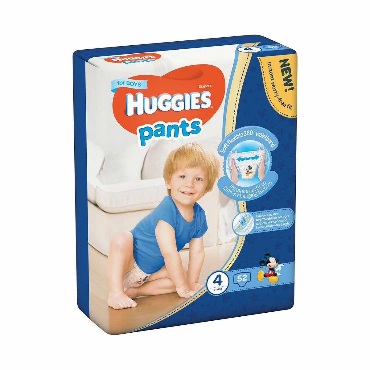 Scutece Huggies Mega Pants Boys, Nr 4, 9 - 14 Kg, 52 buc