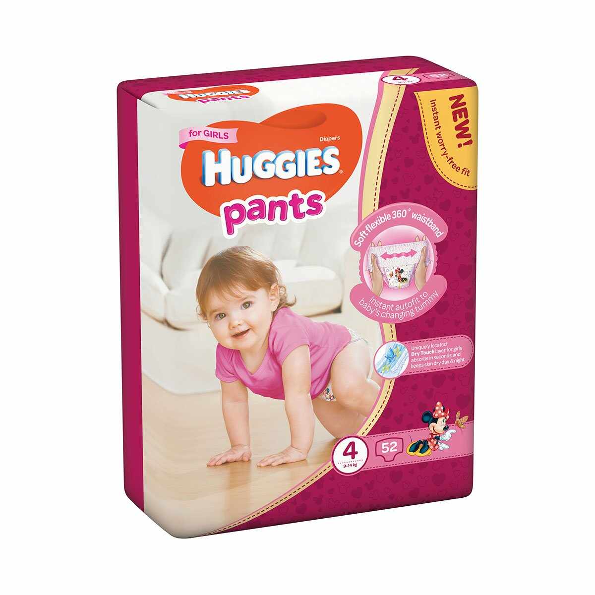 Scutece Huggies Mega Pants Girls, Nr 4, 9 - 14 Kg, 52 buc