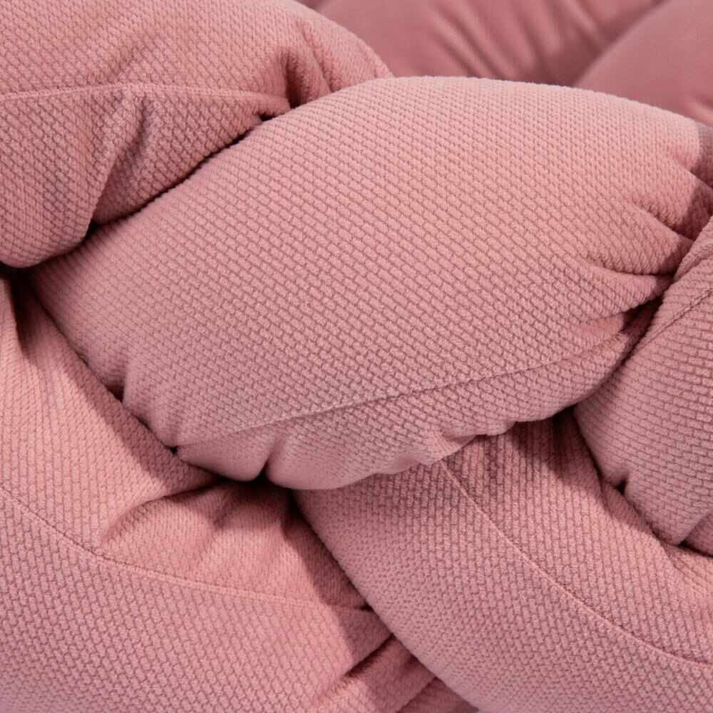 Protectie laterala patut bebe bumper impletit inchidere velcro Velvet Dirty Pink 340 cm