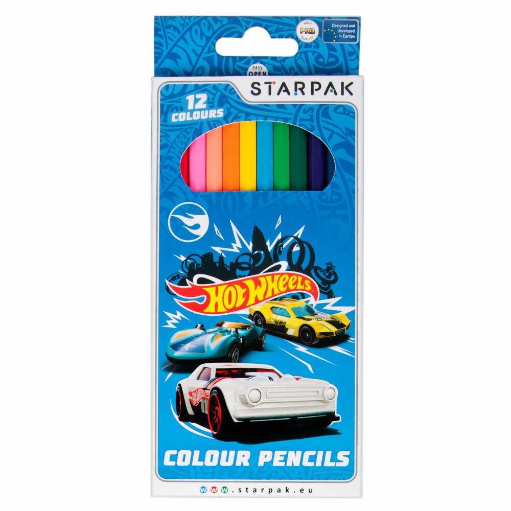Set 12 creioane colorate Starpak, Hot Wheels