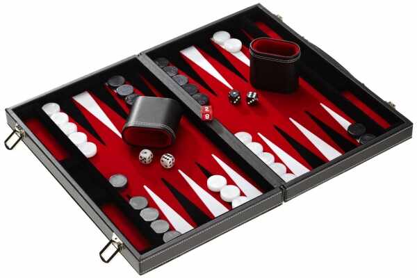 Set joc table Backgammon in stil Casino - Compact- 38x47 cm - Rosu