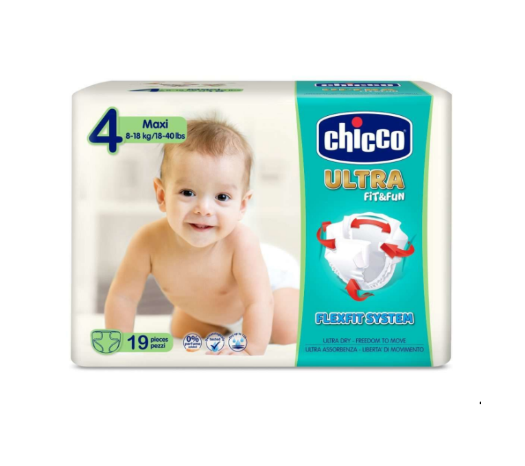 Scutece Chicco Ultra Fit & Fun Maxi, nr.4, 8-18kg, 19buc