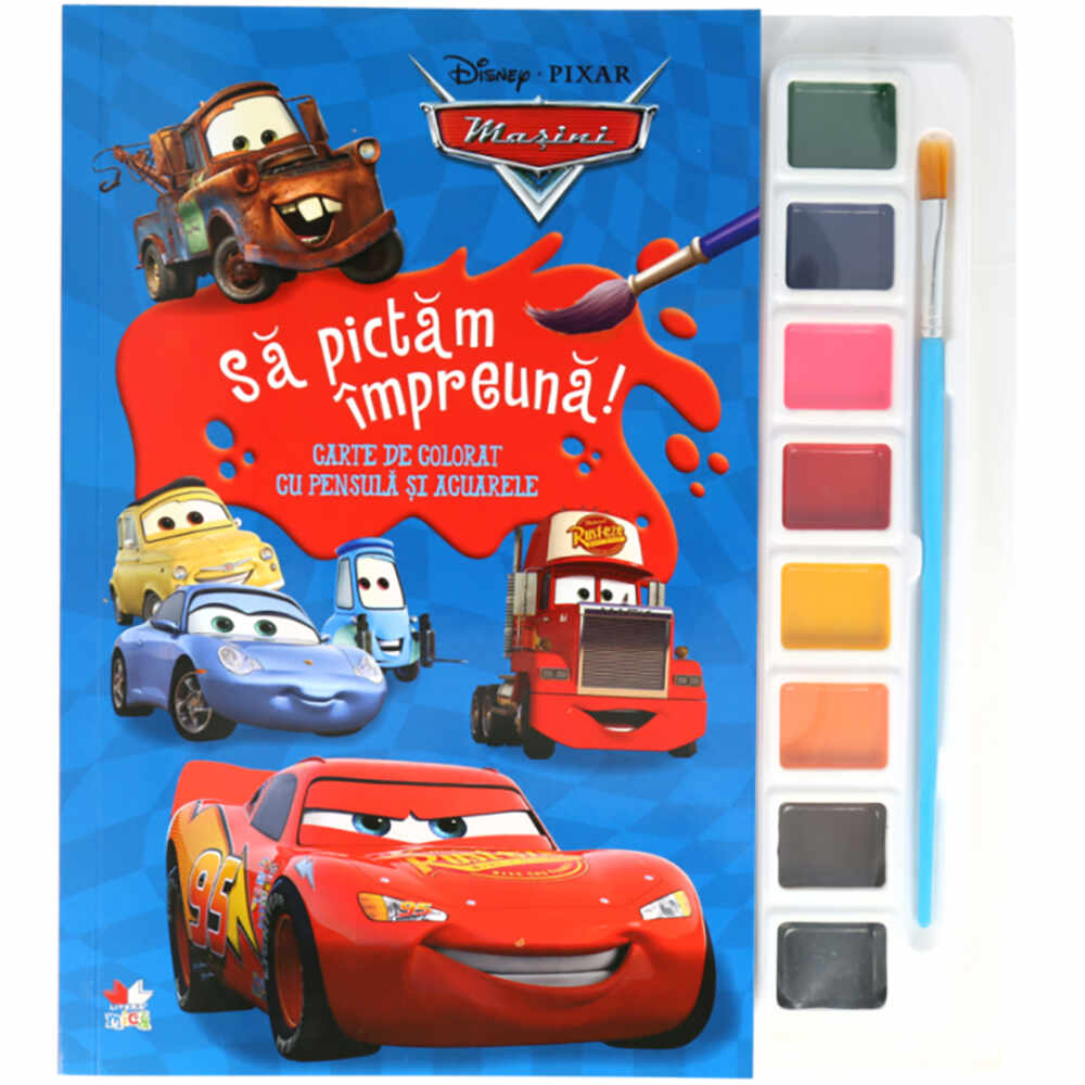 Carte Editura Litera, Sa pictam impreuna! Carte de colorat cu pensule si acuarele Disney Cars