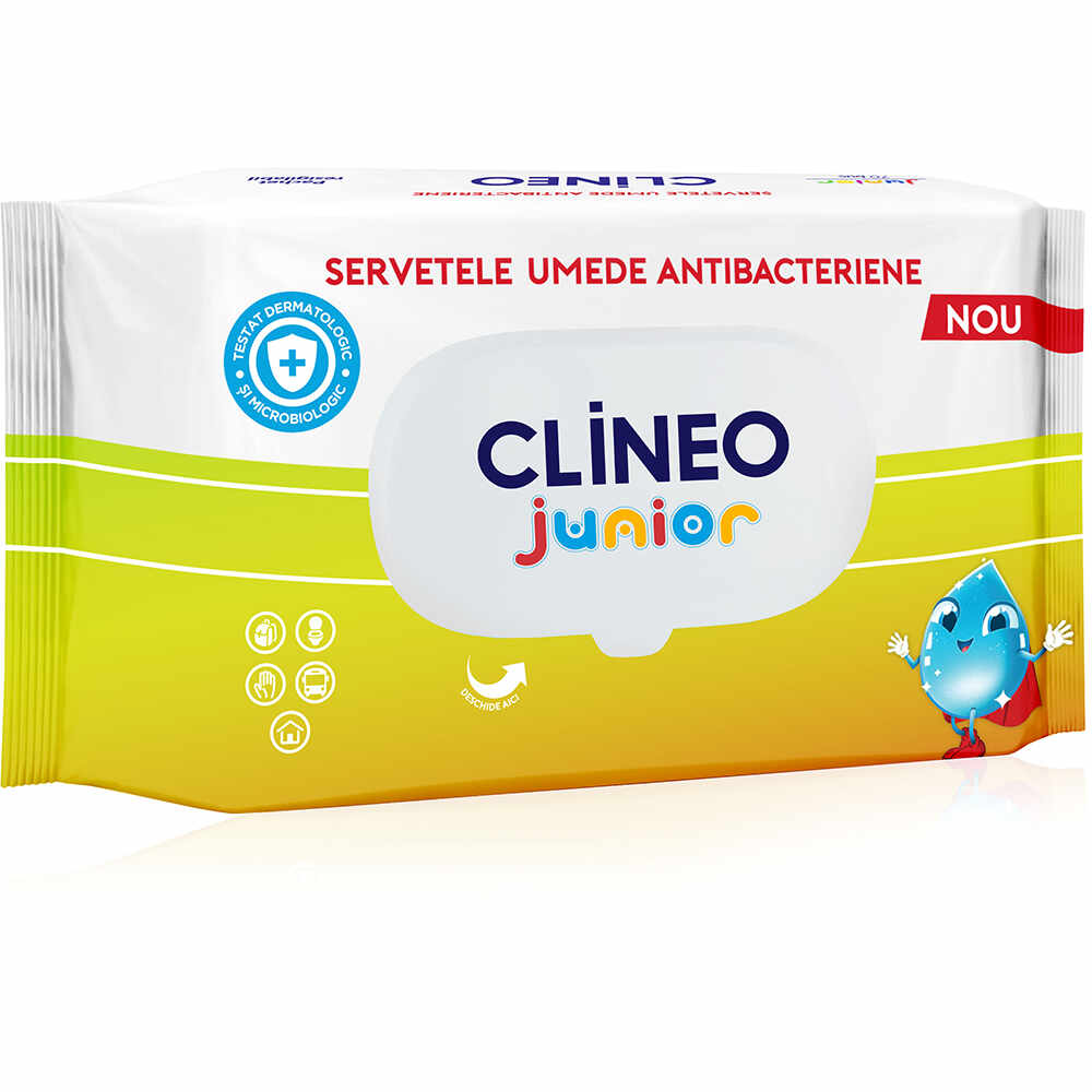 Servetele umede antibacteriene Clineo Junior, 70 buc
