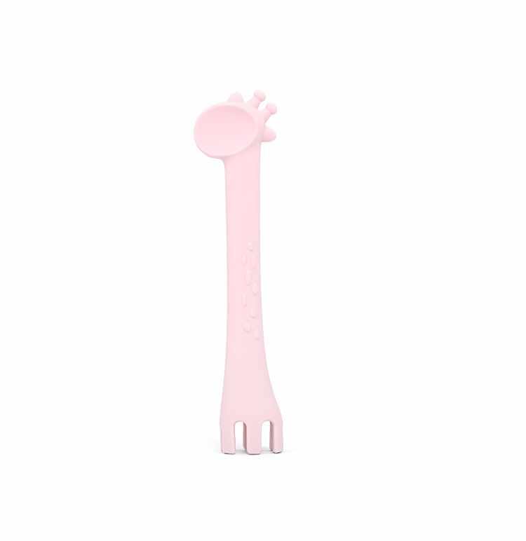 Lingurita din silicon 2 in 1 Giraffe Pink