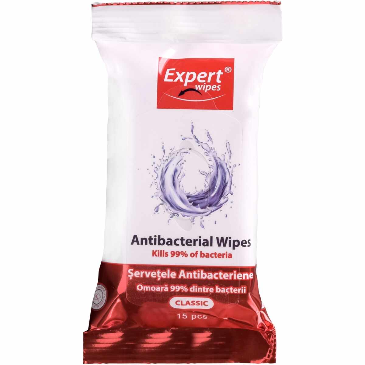 Servetele antibacteriene Expert Wipes Clasic, 15 buc