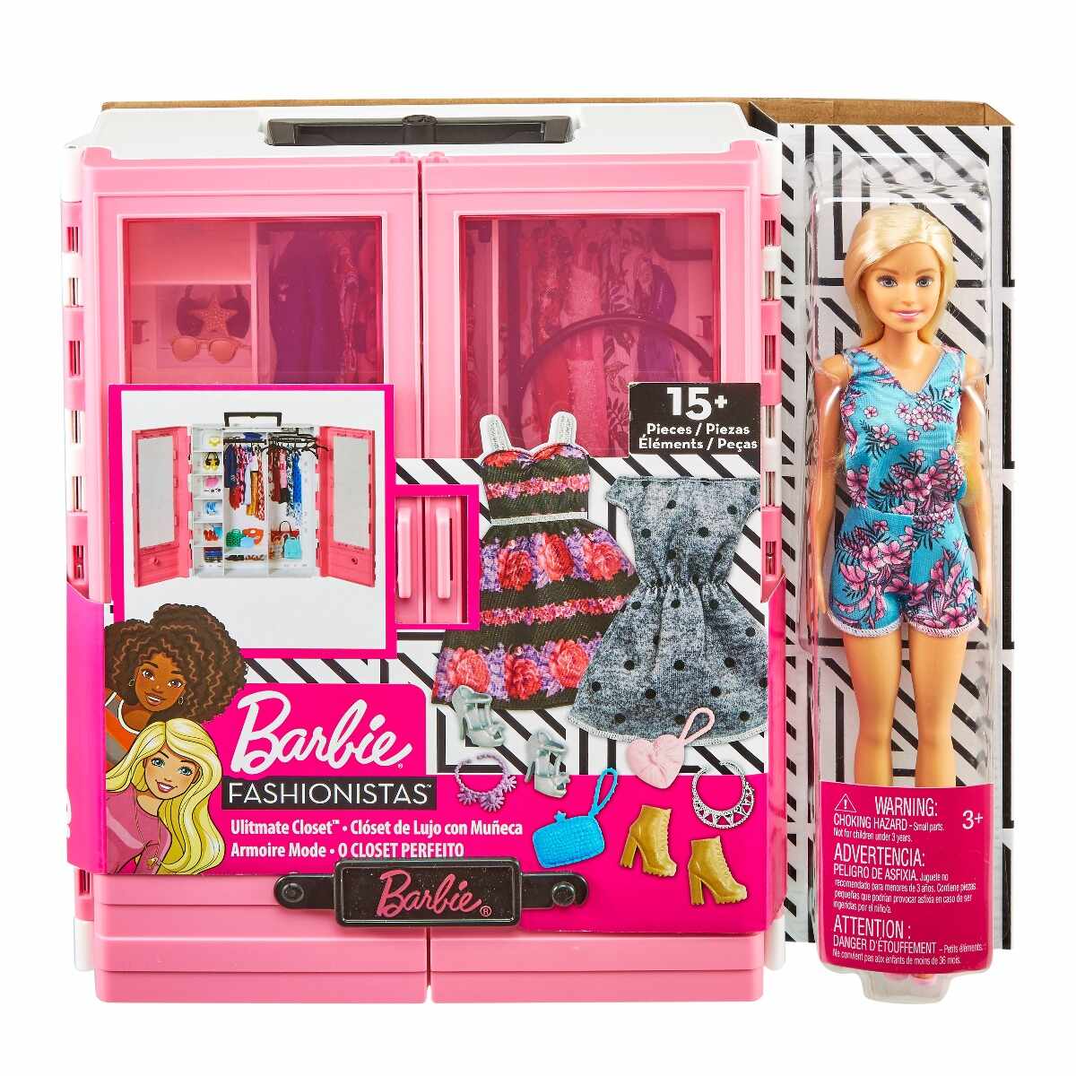 Set de joaca Barbie Fashionistas, Dressing si papusa