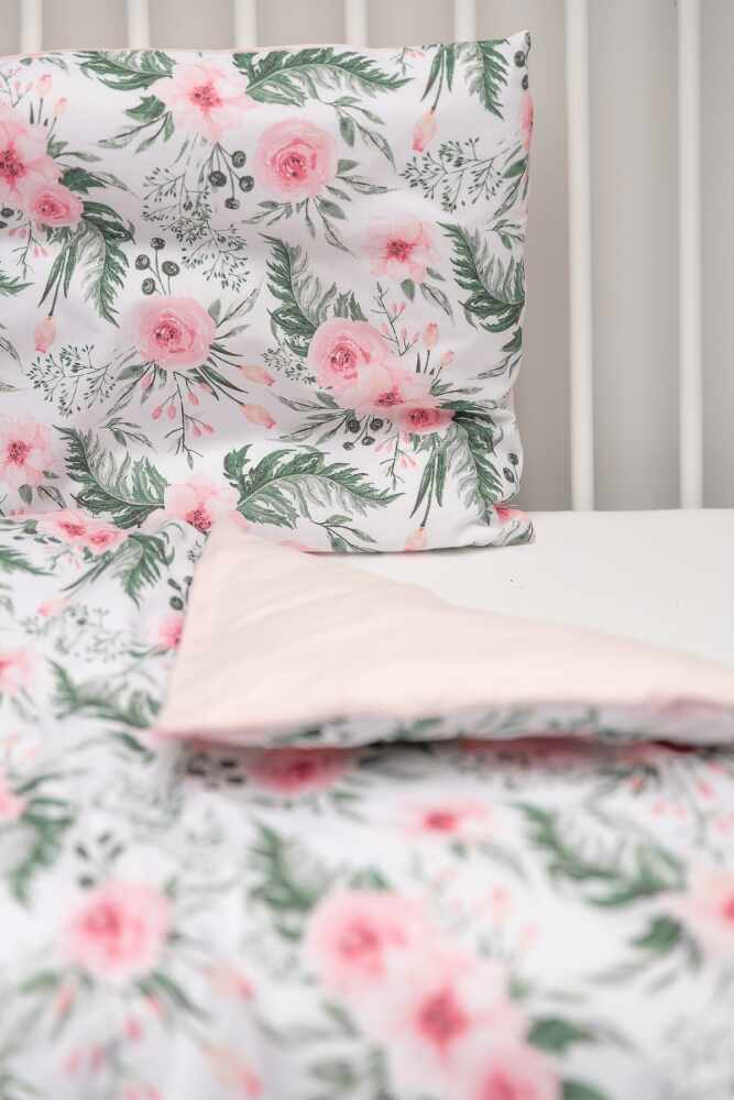 Set lenjerie de pat cu 2 piese Sensillo Trandafiri roz