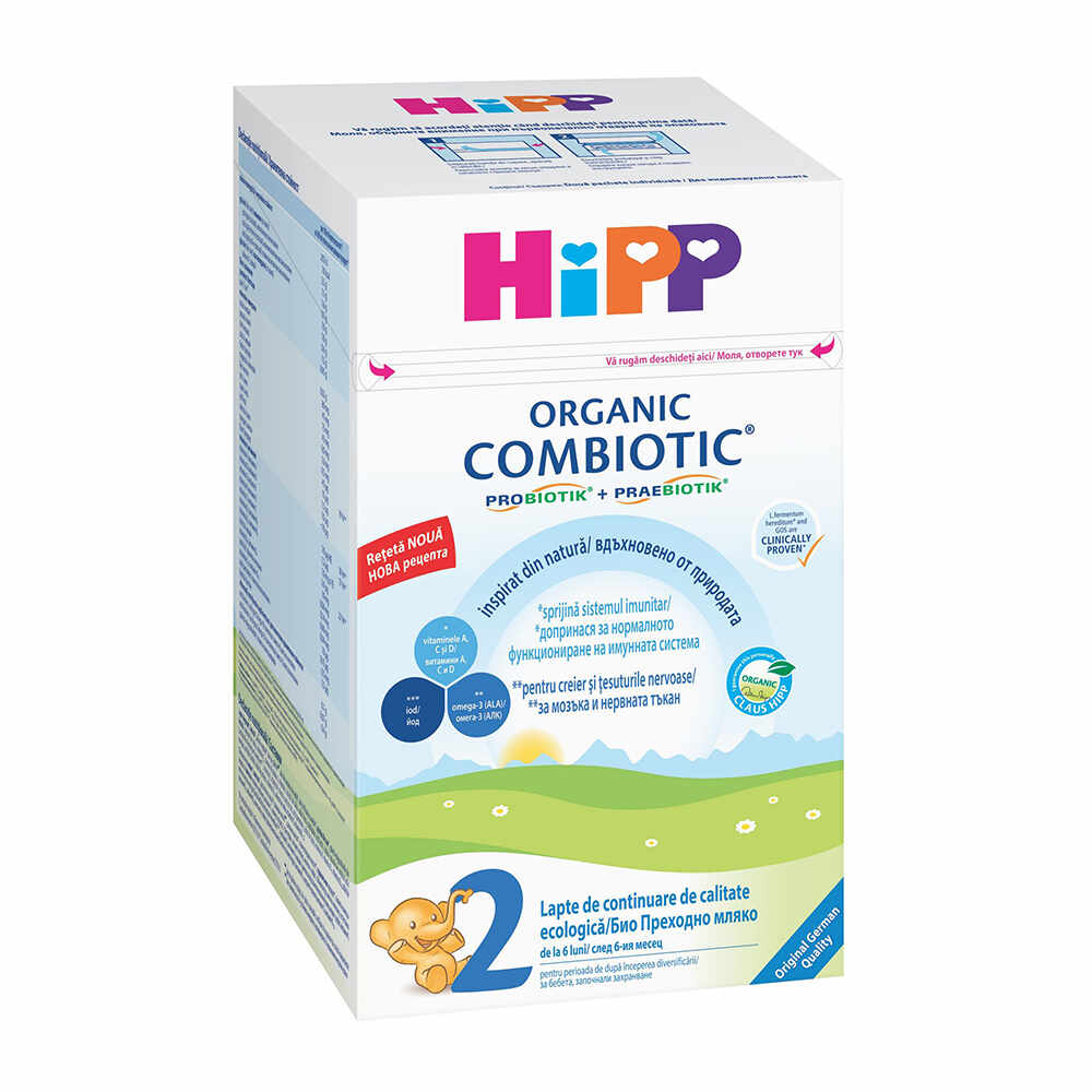 Lapte praf de continuare Combiotic, Hipp 2, 800 g, 6 luni+