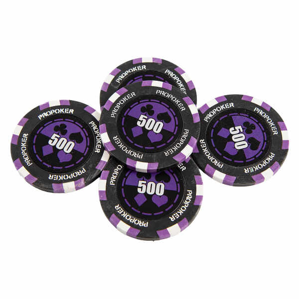 Jeton Pro Poker - Clay - 14g - Culoare Violet, inscriptionat (500)