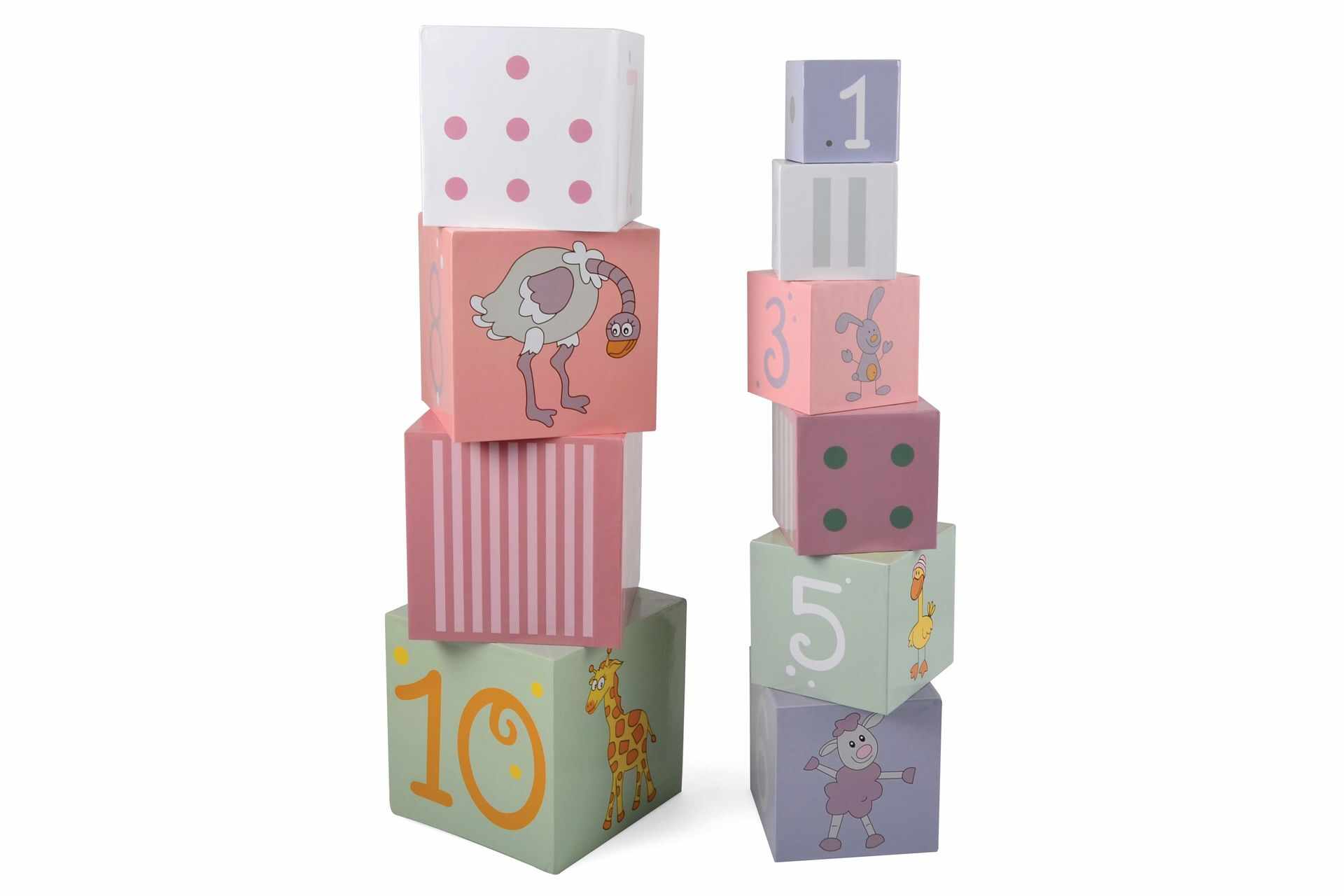 Set Cuburi Magni Stacking Tower - Numere si Animale | Magni Danish Toys